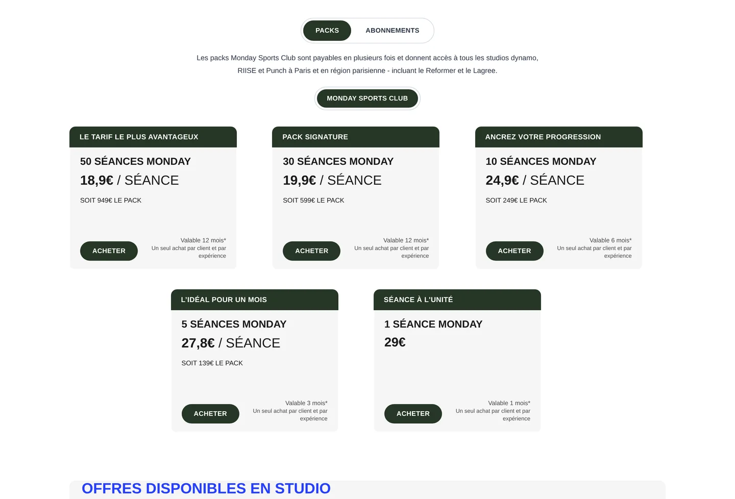 Packs Monday — Punch Studios, toggle Packs / Abonnements