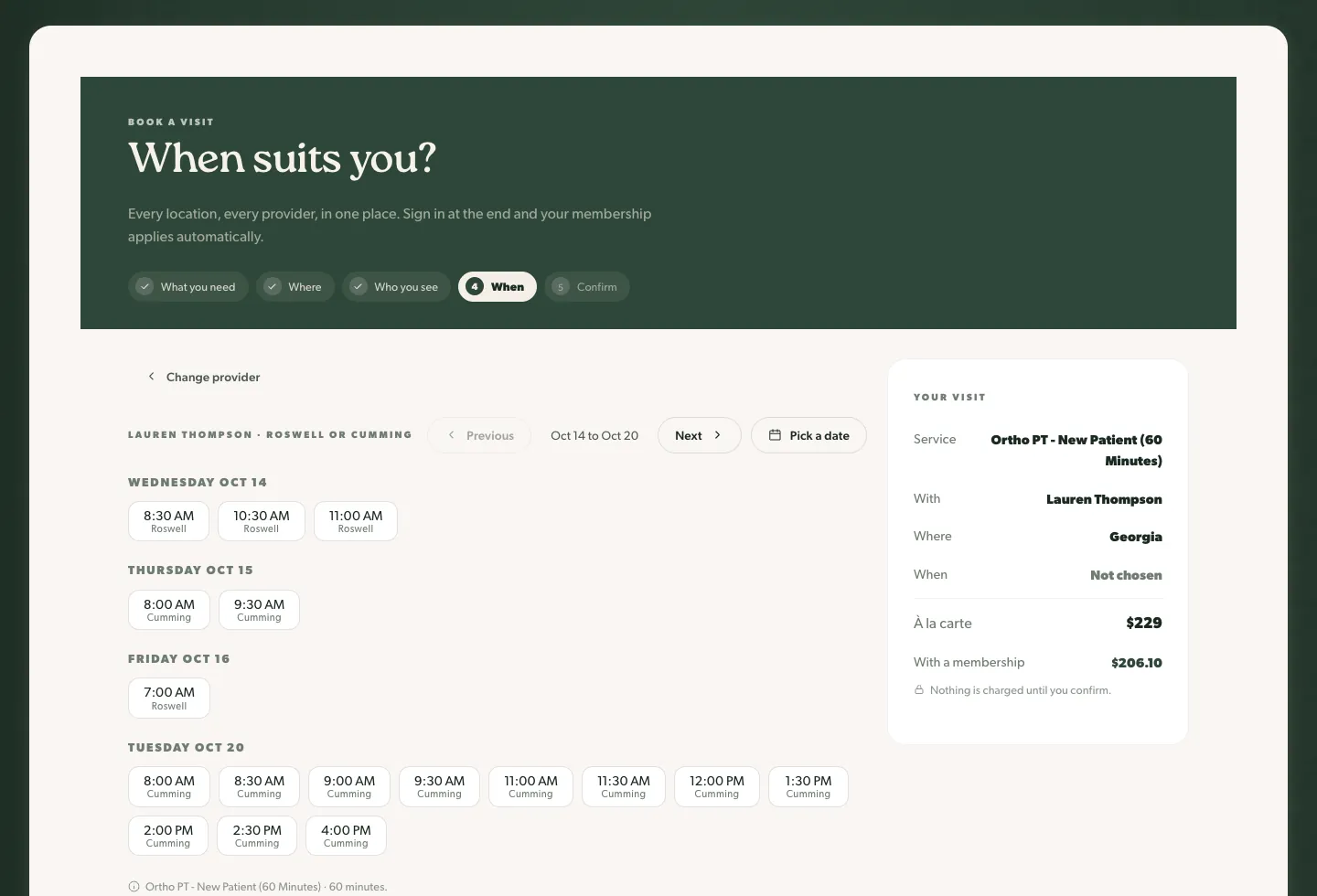 Mindbody WordPress plugin — step 4: real-time availability by clinic (STAT Modern Health)
